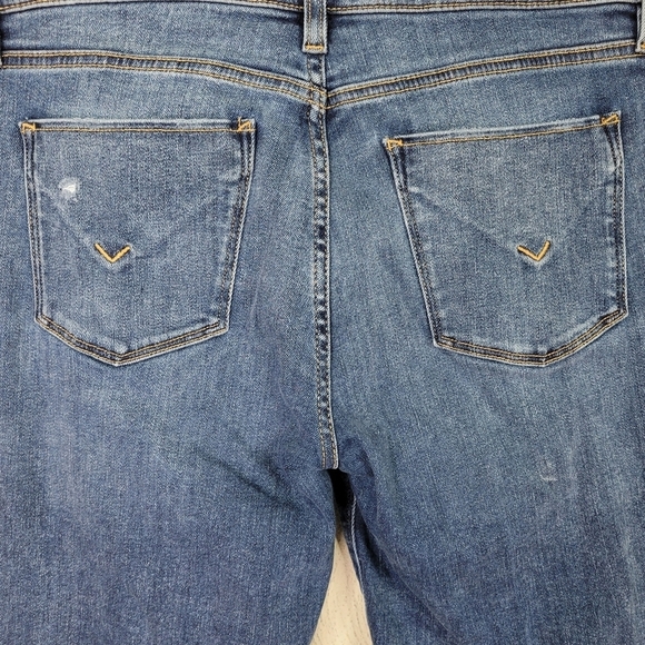 Hudson Jeans Size 31 34X25 Blue Nico Cropped Straight Leg Raw Frayed Hem Stretch - Picture 3 of 12